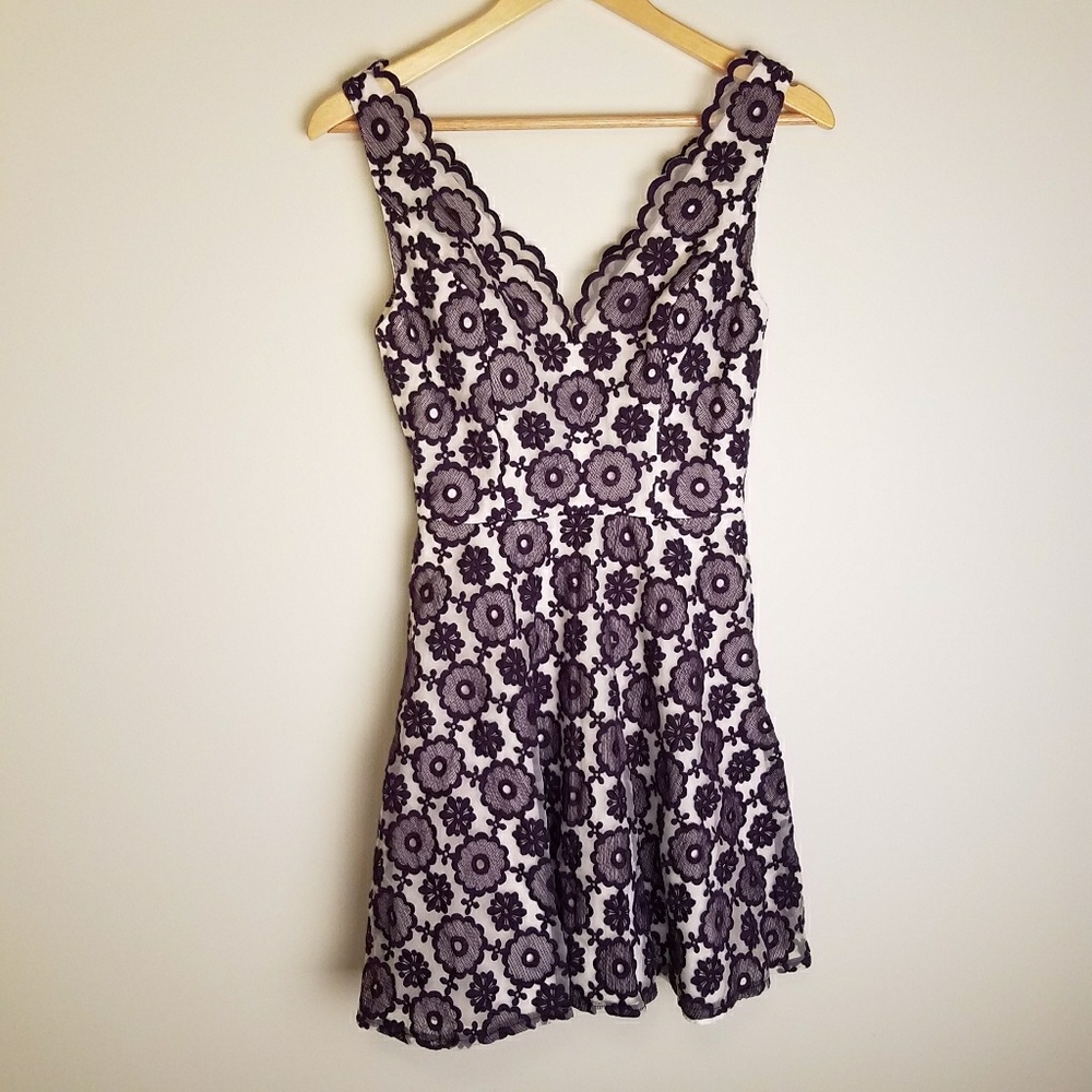 Erin Featherston white & Purple embroudered dress